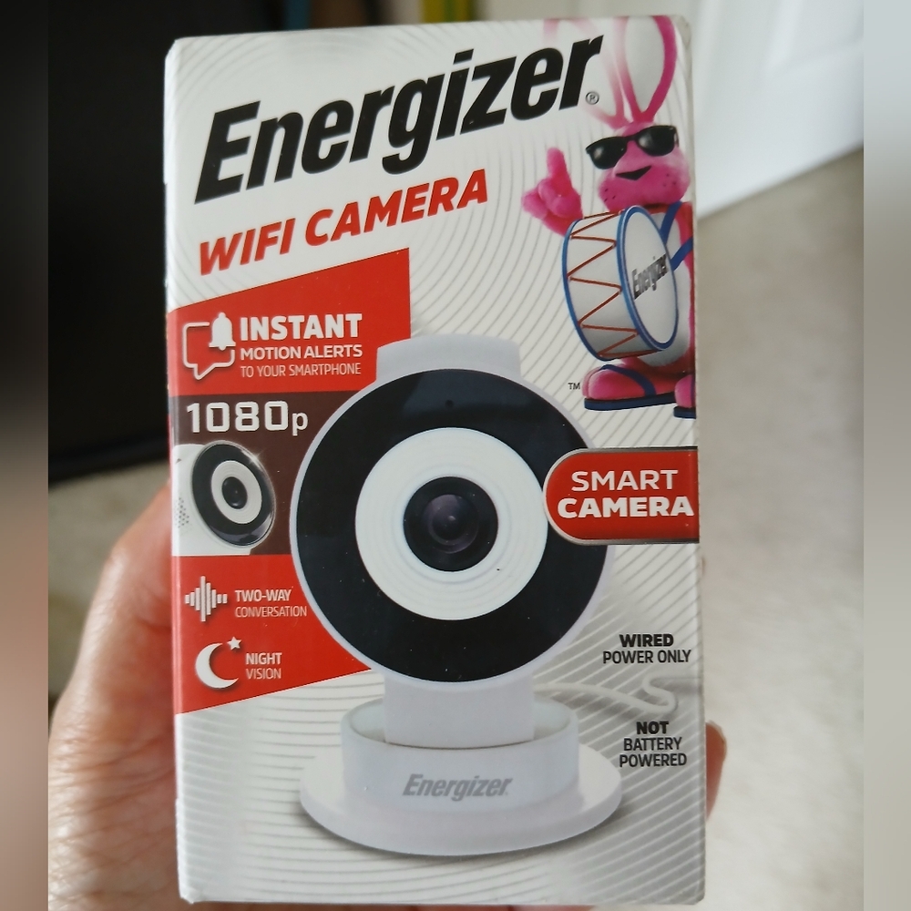 Energizer WIFI Camera, Smart Camera Wired Power, Night Vision Indoor